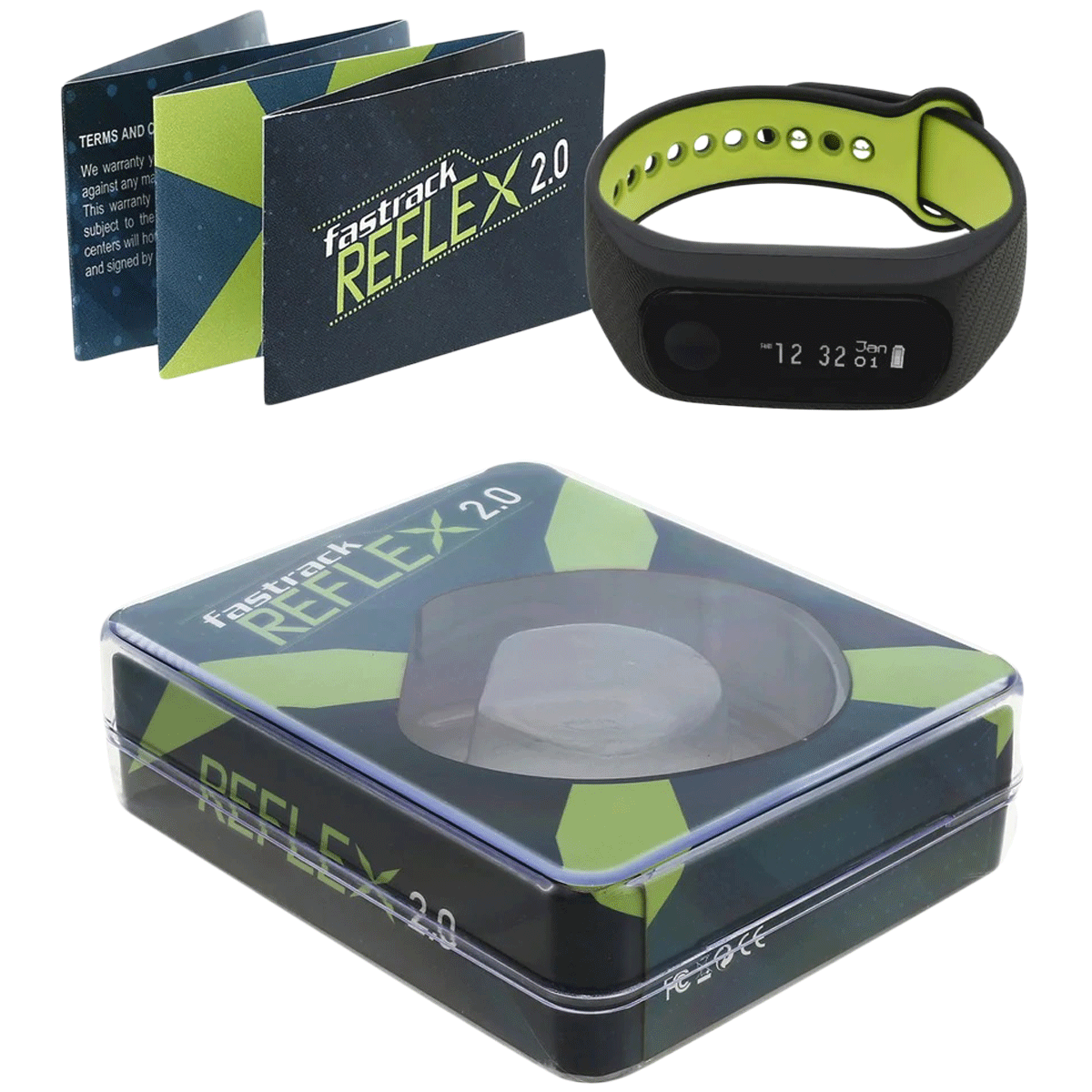 reflex 2.0 smart band in cool grey with electric blue accent